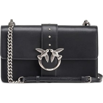 PINKO schoudertas Love One Classic ST. CL. Nero - Old Silver zwart