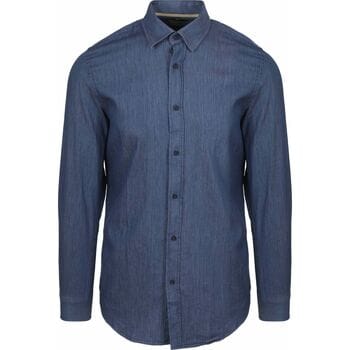 Suitable Overhemd Washed Donkerblauw - Maat XXL - Heren - Casual Shirt