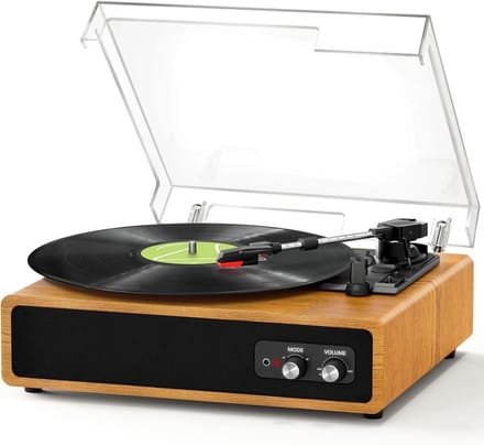 SNJY® Platenspeler Bluetooth - Platenspeler met Speakers - CD Speler - Ingebouwde Stofkap - Eikenhout