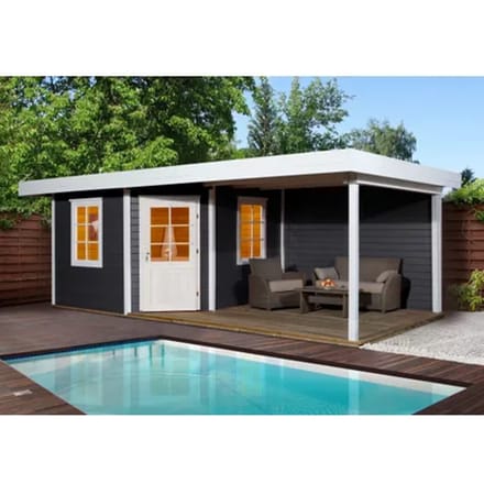 Weka Tuinhuis Met Overkapping 213 Type B Gr2 Antraciet 298x601cm