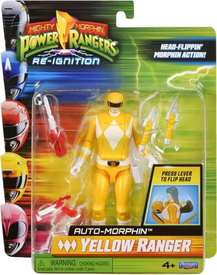 Playmates Mighty Morphin Power Rangers Action Figure Auto-Morphin Yellow Ranger 12 cm Action Figuur