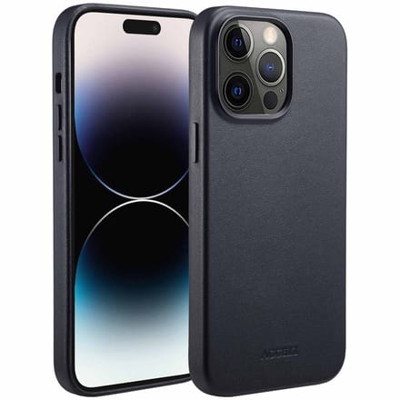 Accezz Hoesje - Geschikt voor iPhone 14 Pro Max - geschikt voor MagSafe Leather Backcover - Black