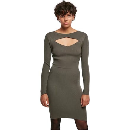 Urban Classics - Cut Out Korte jurk - M - Olijfgroen