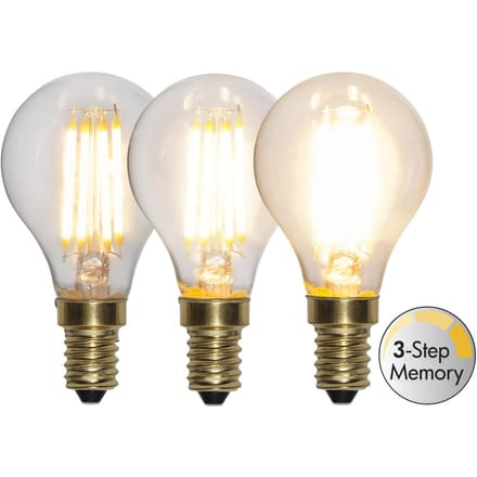 3 standen - Standaard bol - E14 - 4W - Super Warm Wit <2200K - Filament - Helder