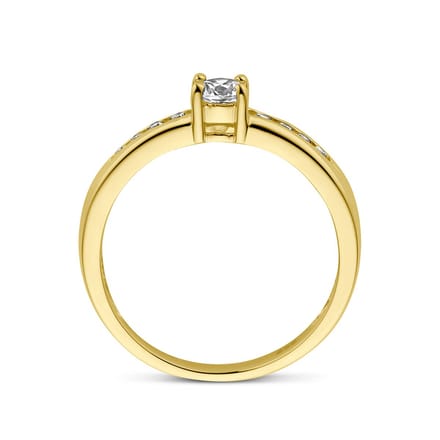The Jewelry Collection Ring Zirkonia - Geelgoud