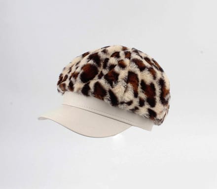 Dames Ballonpet Daisy – Pet - Panterprint  – Ø 22cm – Bruin/Creme maat S