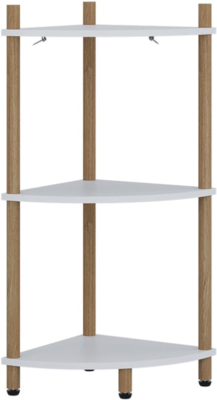 Vicco Bivio Hoekrek – 29 x 72 cm met 3 opbergvakken Wit/dennenhout