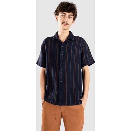 Brixton Bunker Waffle Stripe Shirt blauw