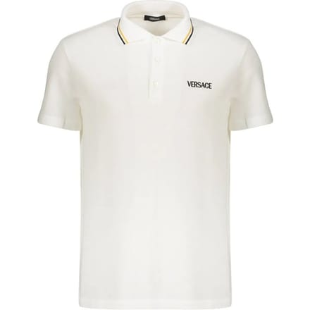 Versace Katoenen Poloshirt Met Logo Print Korte Mouw Heren tops Wit 1011851-1A14049-1W000 XL white