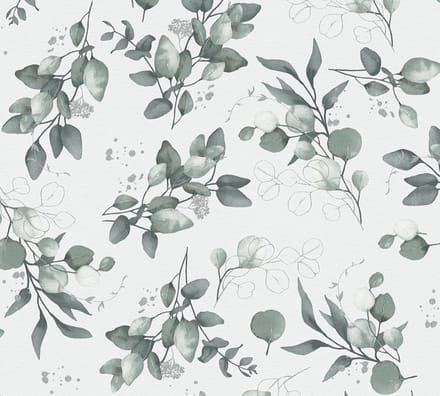 EUCALYPTUS TAKKEN BEHANG | Engelse Style - Wit Groen Zilver - A.S. Création Pure Elegance