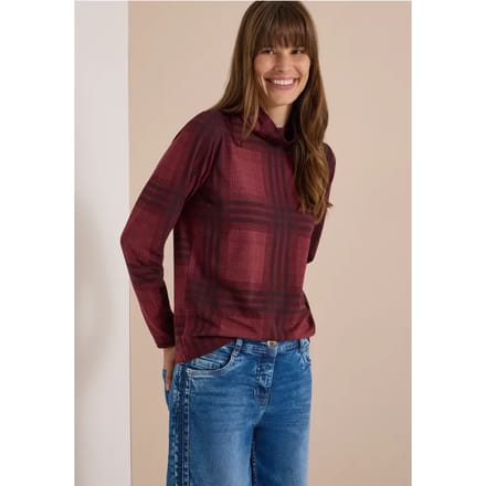 Shirt met lange mouwen, col en patroon