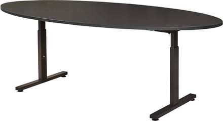Vergadertafel Quick ellips 220x110cm frame Aluminium (RAL9006) blad Logan eiken