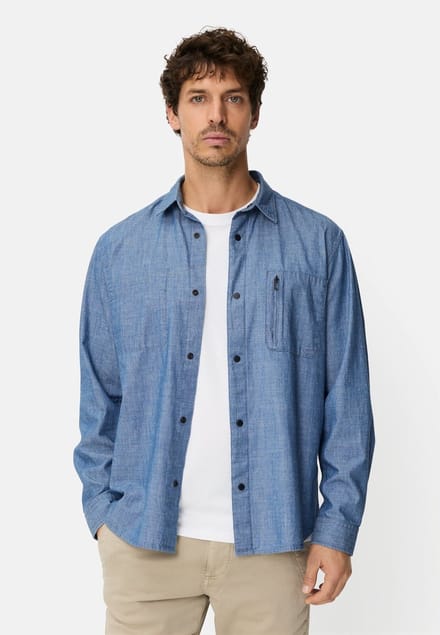 camel active Overhemd met lange mouwen van puur katoen - Maat - Blauwmenswear-M