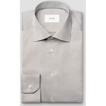 Eton Overhemd Solid Color Organic Cotton Signature Twill Bruin / male