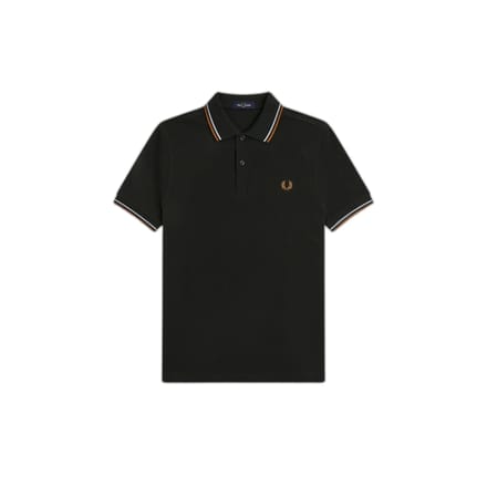 Fred Perry Twin tipped polo - night green dusky blue dark caramel
