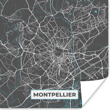 Poster Montpellier - Kaart - Plattegrond - Stadskaart - Frankrijk - 75x75 cm