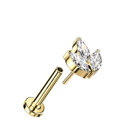 Piercing titanium 3 Marquise push in 1.2x8 - goud - LMPiercings