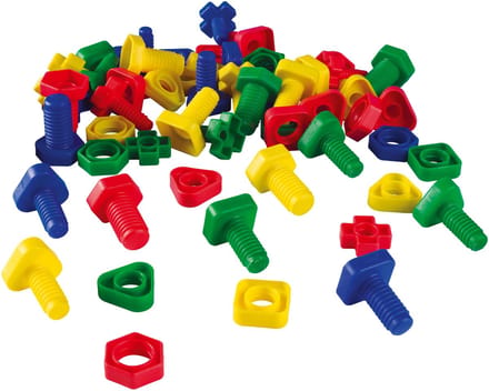 Bouten en moeren kunststof - set à 64 stuks - Educo - Educatief speelgoed