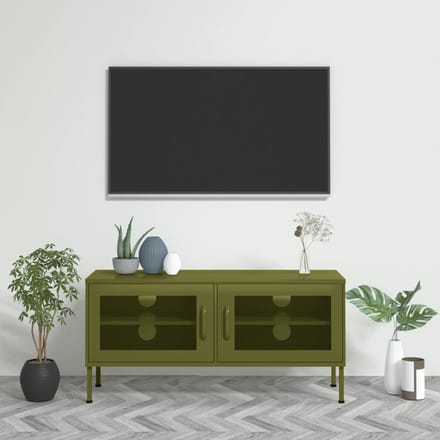 vidaXL - Tv-meubel - 105x35x50 - cm - staal - olijfgroen