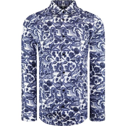 Ted Baker Uldale Heren Wit/Blauw Peterselie Overhemd