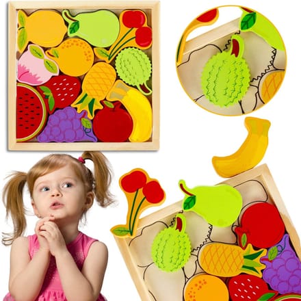 Houten fruitpuzzel voor kinderen - 12 stukken