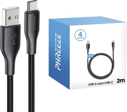 Usb naar usb C kabels - 2 meter - 4 pack