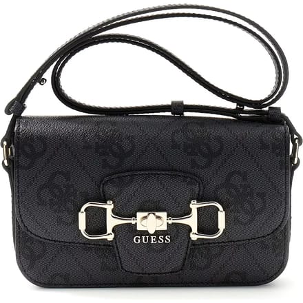GUESS schoudertas Janie Logo Convertible Xbody Flap Coal Logo donkergrijs