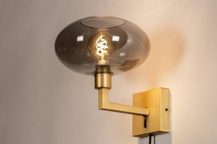 Lumidora Wandlamp 31112 - Voor binnen - OSLO - E27 - Grijs - Goud - Messing (kleur) - Metaal