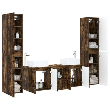 vidaXL - Badkamermeubel - Set - 5 - st - Gerookt - eiken - 33 - x - 34,5 - x - 160 - cm