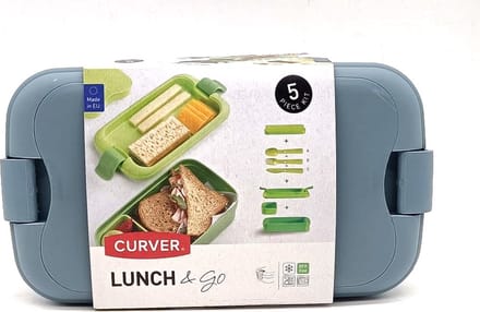 Curver Lunch&Go - Vershouddoos - Lunchbox - Inclusief Bestek - 2/3 Compartimenten - Licht Blauw