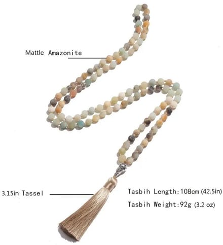 Livano Tasbih - Tesbih - Tasbeeh - Kralen - Teller - Gebedsarmband - Ramadan - Ramadan - Amazoniet 2pc + Onyx 2pc