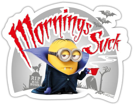 Minions Dave Mornings Suck Sticker Maat S (max. 10 x 10cm)