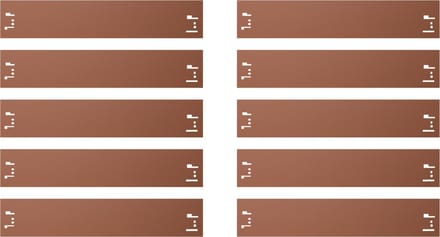 Set van 10 stuks - Borderranden metaal 18,5 cm hoog, 12 m lang - Gazonrand - Kantopsluiting - bruin