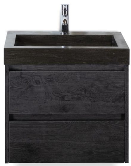 Dante Badmeubelset 60 cm - Black Oak - Wastafel Hardsteen Wit Lucca