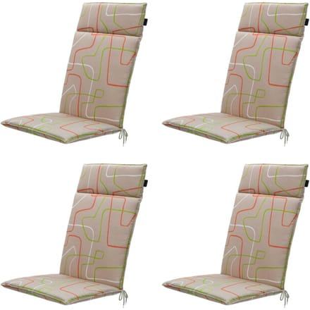 Madison - Tuinstoelkussen Hoge Rug Joah terra - Ca. 120x50 cm - Set van 4