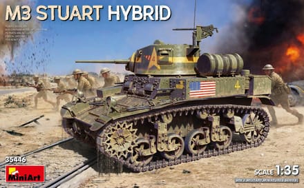 MiniArt Modelbouwpakket Militaire voertuigen - 35446 M3 Stuart Hybrid WWII - Amerikaanse Lichte Tank Plastic - 1:35 - Modelbouw