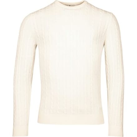 Thomas Maine Trui Wool Cashmere Crew Neck Cable Whole Garment Knit Off White / male