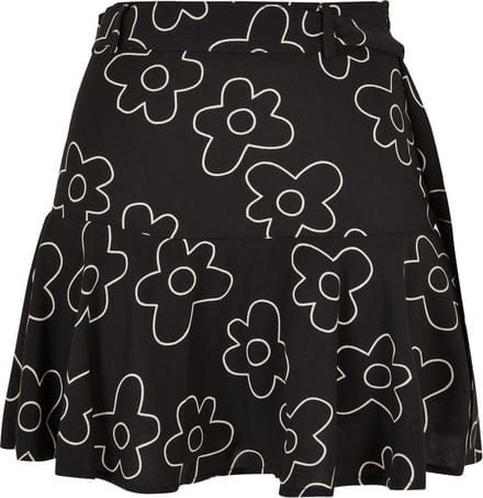 Urban Classics - Viscose flower Korte rok - S - Zwart/Wit