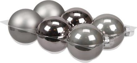Othmar Decorations Kerstballen - 6x st - titanium grijs - 8 cm - glas - mat/glans - kerstversiering