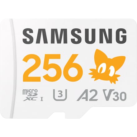 Samsung Sonic Edition - Tails microSDXC-kaart Retail 256 GB A2 Application Performance Class, v30 Video Speed Class, UHS-I U3 Speciale editie “Sonic