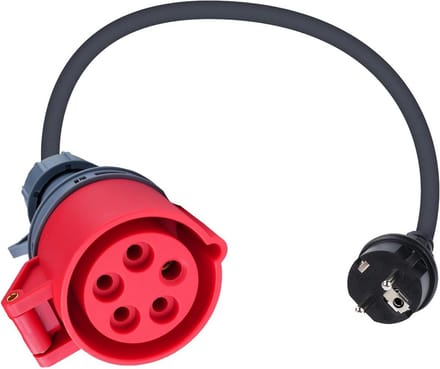 Adapter van Schuko op CEE 16A 230V - 0.5 m kabel, IP44, geschikt voor elektrische voertuigen