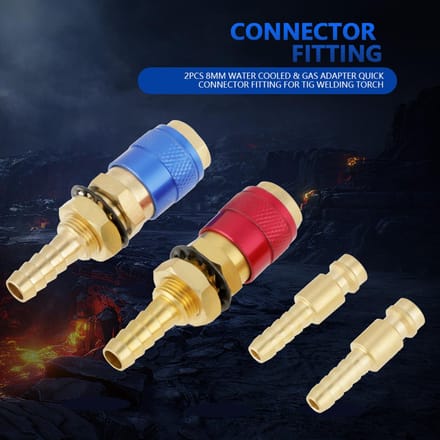 2 stuks 8 mm watergekoelde en gasadapter snelkoppeling voor TIG-lastoorts