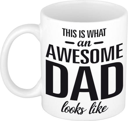 Awesome dad cadeau koffiemok - drink beker - voor Vaderdag - wit - 300 ml - Papa
