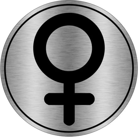 Vrouwen WC bordje - gecoat brushed aluminium | 20 cm