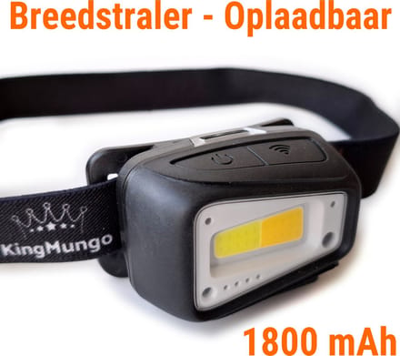 King Mungo KMHL81 - Hoofdlamp Breedstraler - Oplaadbaar via USB-C - 800 Lumen COB LED - Met Bewegingssensor