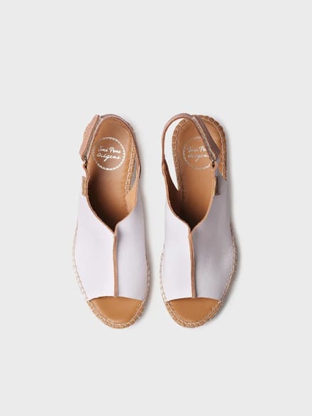 Dames leren espadrille met sleehak en klittenbandsluiting | LUGANO-P
