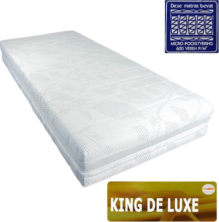 Slaaploods.nl King de Luxe - Micro Pocketvering Matras - Latex Afdeklaag - 80x210x25 cm - Hard