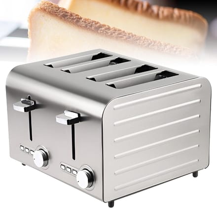 Broodbakmachine - Sandwichmaker Wafelmaker - Ontbijt Thuis - 4 Sneetjes Capaciteit - Roestvrij Staal