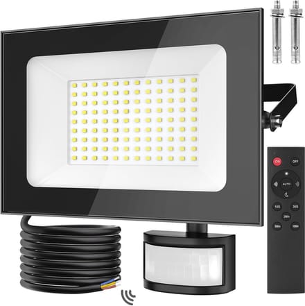 Krachtige 100W LED Buitenlamp met Bewegingsmelder en Afstandsbediening - IP66 Waterdicht Schijnwerper