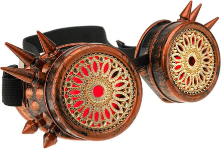 Steampunk Bril - Cyber Goggles - Feest Accessoire - Met Extra Lenzen - 18 x 4 cm - Antiek Koper